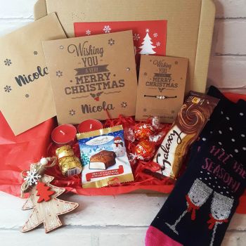 Christmas Ladies Socks Treat Box - Personalised Secret Santa Letterbox Gift