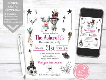 Voodoo Halloween Party Invitations - DIGITAL DOWNLOAD