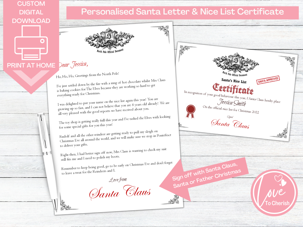 Christmas Personalised Santa Letter & Nice List Certificate Gift Set - DIGI
