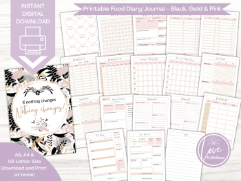 If Nothing Changes Nothing Changes 12 week Personalised Food Diary - DIGITAL DOWNLOAD