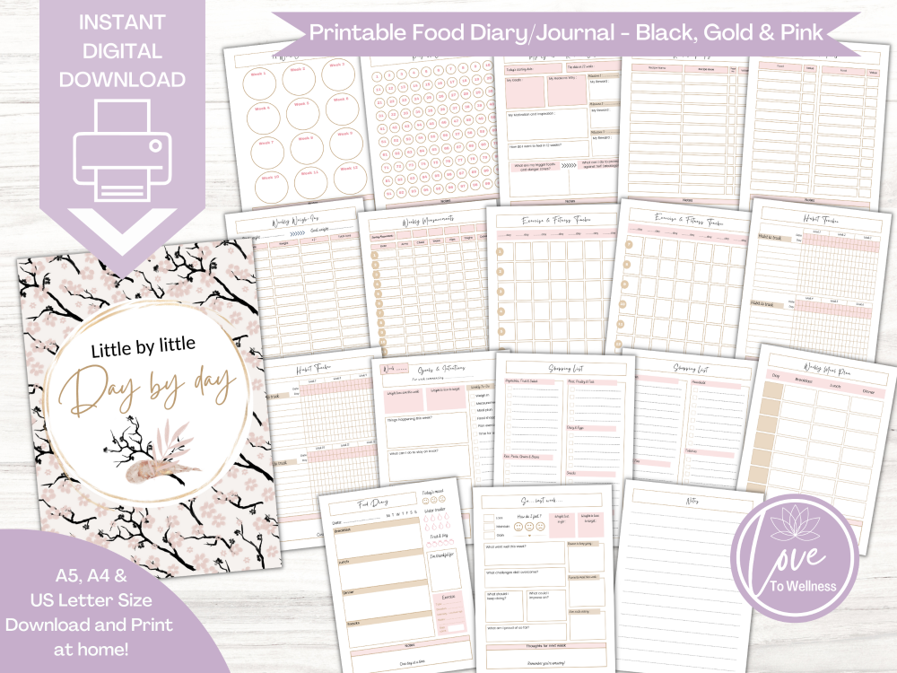 Little by Little Day by Day 12 week Personalised Food Diary - DIGITAL DOWNL