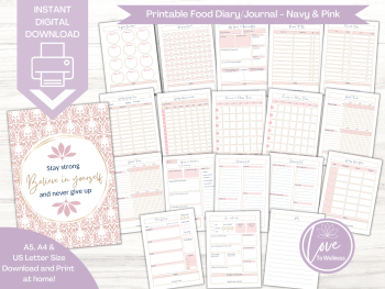 Believe In Yourself 12 week Food Diary - DIGITAL DOWNLOAD