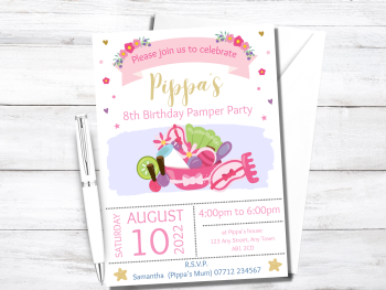 Pamper / Spa Party Personalised Birthday Invitations from £4.45