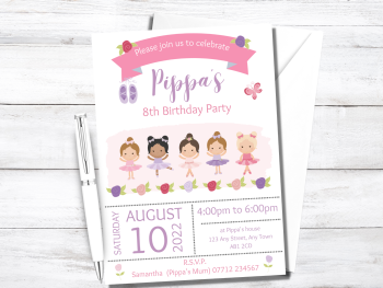 Ballerina Party Personalised Birthday Invitations from £4.45