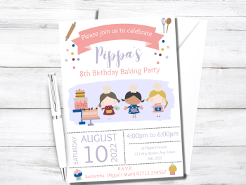 Baking / Cooking Party Personalised Birthday Invitations from £4.45