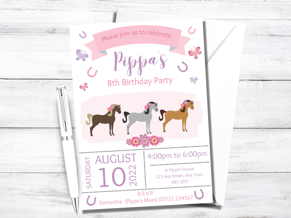 Horse Riding Party Birthday Invitations - PRINTED
