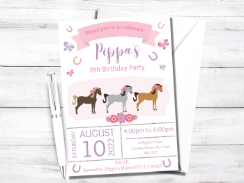 Horse Riding Party Personalised Birthday Invitations from £4.45