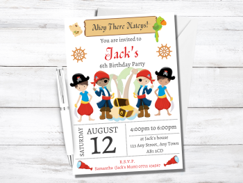 Pirate Boys Personalised Birthday Invitations from £4.45