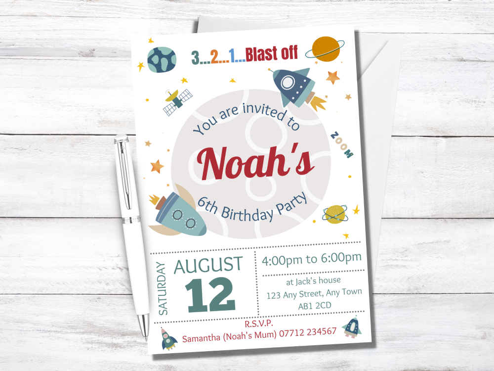 Outer Space Birthday Invitations - PRINTED