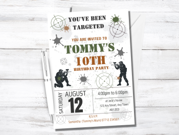 Paintball Personalised Birthday Invitations from £4.45