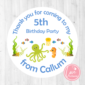 Under The Sea Boy's Personalised Birthday Party Stickers
