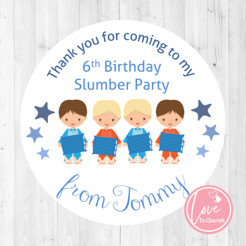 Slumber /Sleepover Party Boy's Personalised Birthday Party Stickers