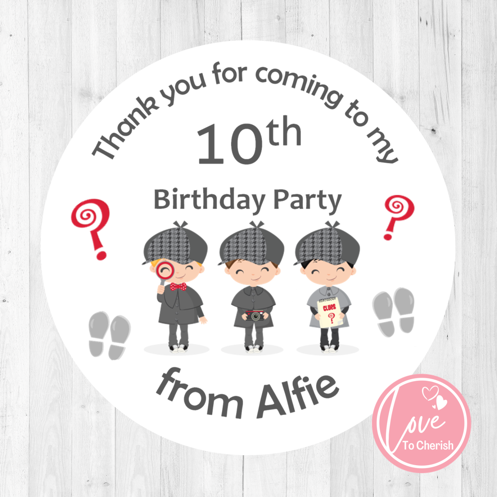 Secret Agent / Spy Mission Boy's Personalised Birthday Party Stickers