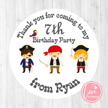 Pirate Friends Boy's Personalised Birthday Party Stickers