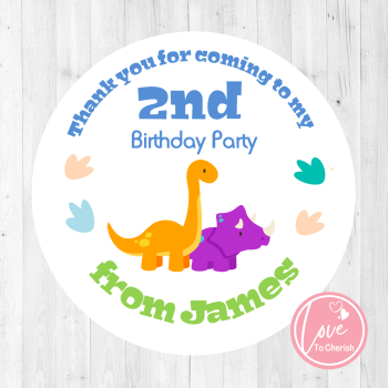 Dinosaurs Boy's Personalised Birthday Party Stickers