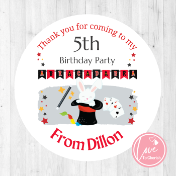 Magic Show Personalised Birthday Party Stickers