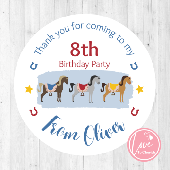 Horse Riding Personalised Birthday Party Stickers