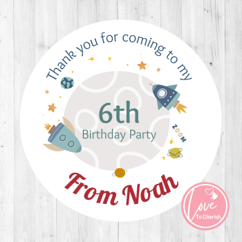 Outer Space Boy's Personalised Birthday Party Stickers