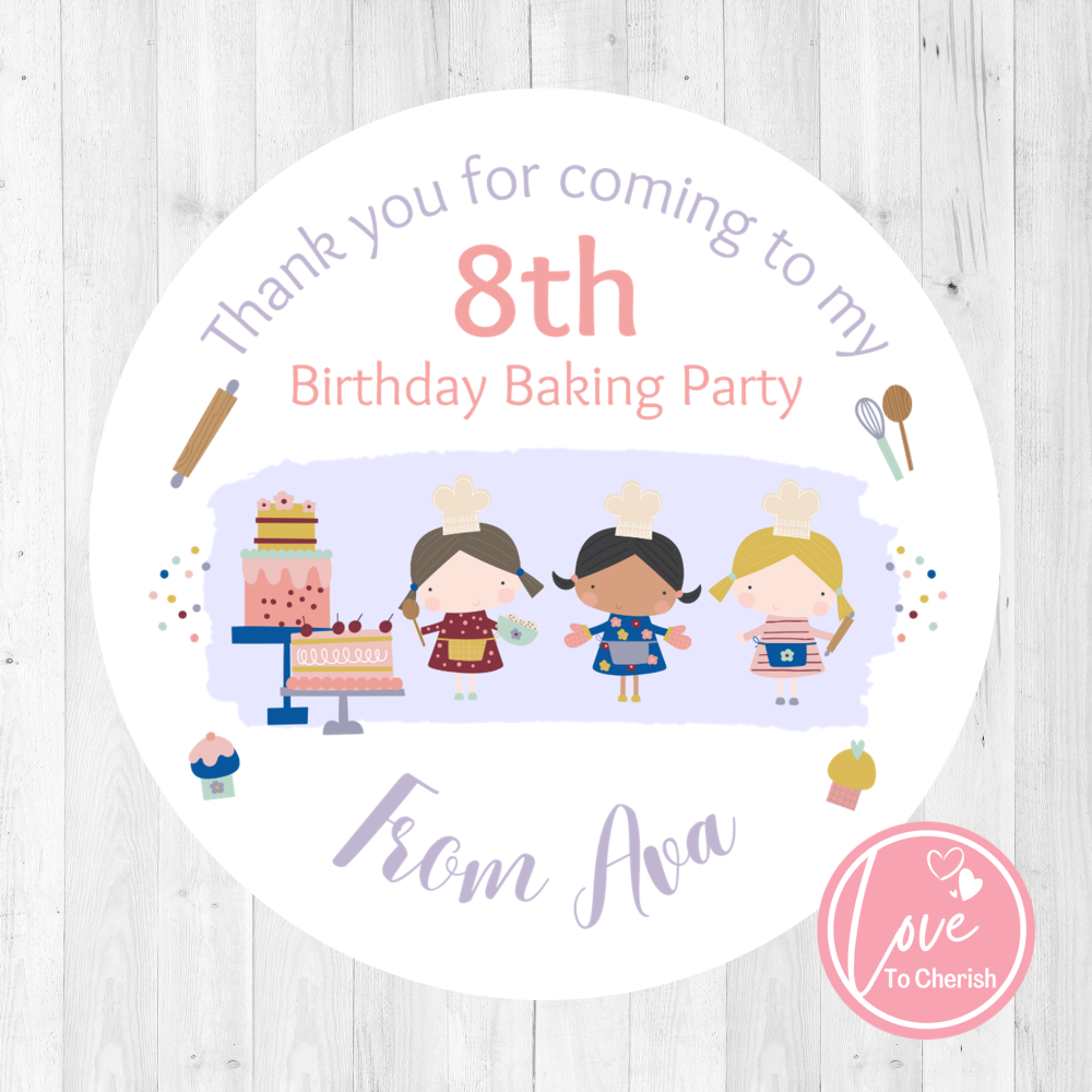 Baking / Cooking Personalised Birthday Party Stickers
