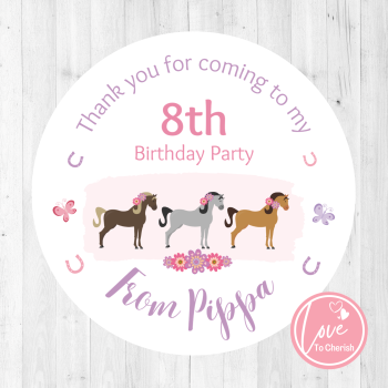 Horse Riding Personalised Girl's Birthday Pony Party Stickers