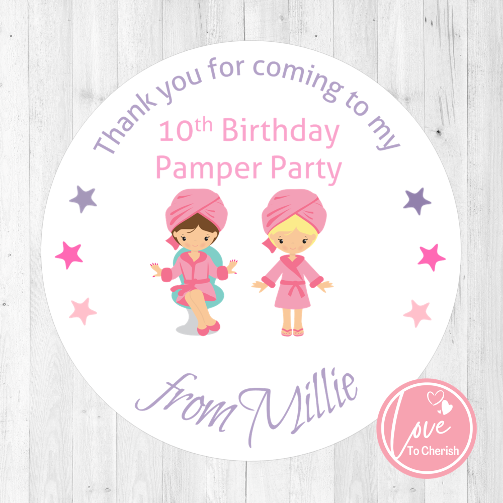 Girl's Pamper Party Personalised Birthday Stickers