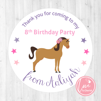 Horse Riding Personalised Birthday Party Stickers
