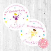 Fairy with Magical Wand Personalised Birthday Party Stickers