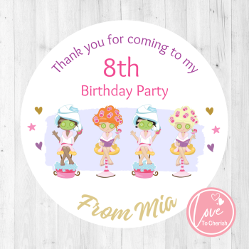 Spa Day Personalised Girl's Pamper Party Birthday Party Stickers