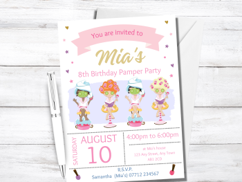 Spa Day Girls Personalised Birthday Pamper Party Invitations from £4.45