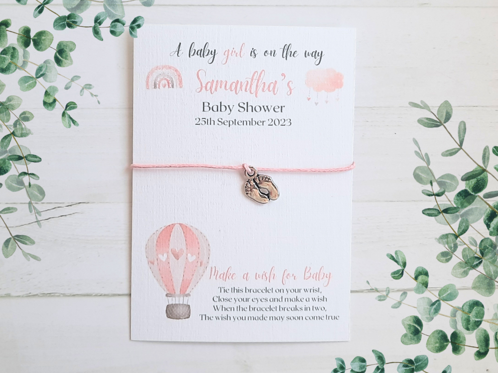 Hot Air Balloon - PINK - Wishing Bracelet for Baby Shower