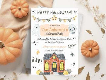 Haunted House & Pumpkins Halloween Party Invitations from £4.45