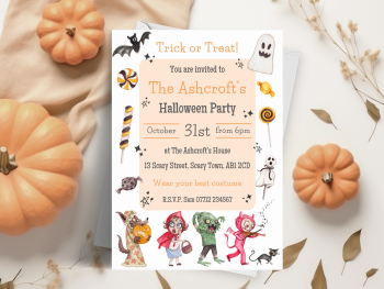 Kids Trick or Treat Halloween Party Invitations from £4.45