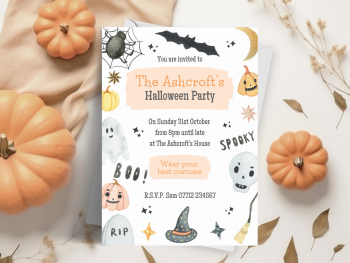 Witches Hat & Broom Halloween Party Invitations from £4.45