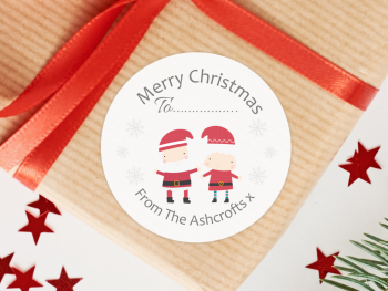 Mr & Mrs Claus Personalised Christmas Stickers