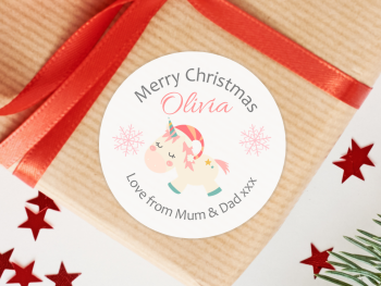 Unicorn Personalised Christmas Stickers