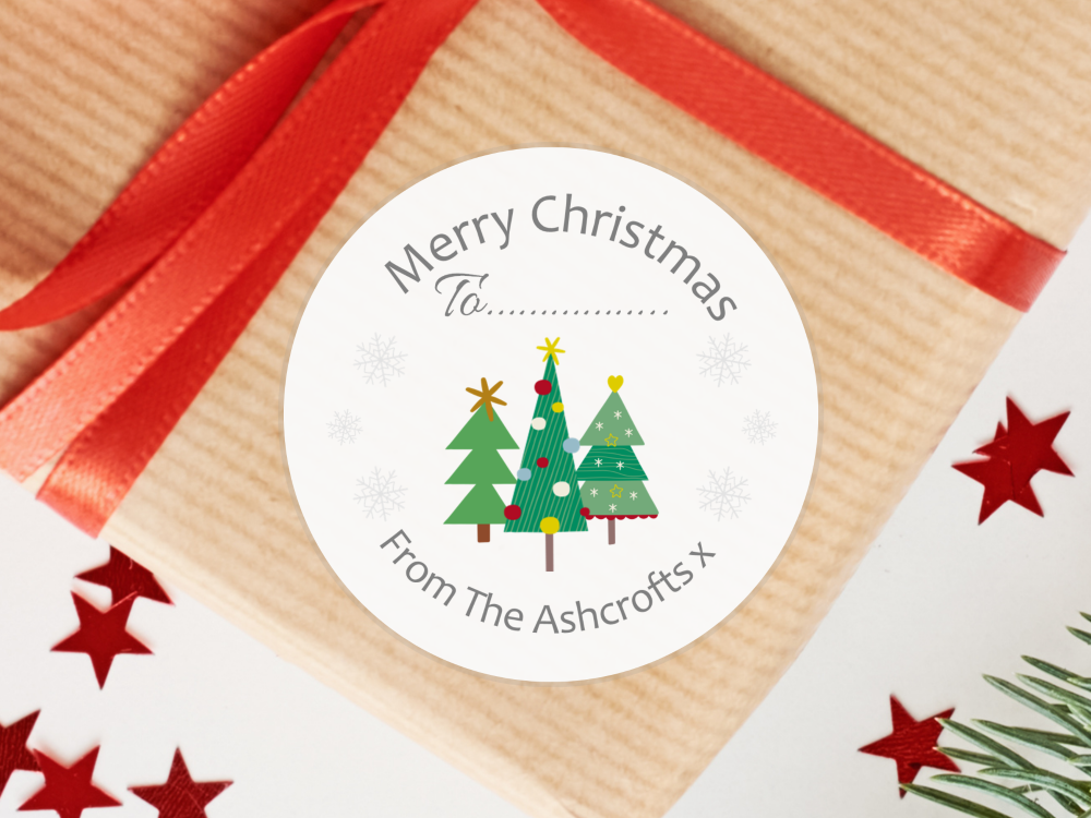 Christmas Trees Personalised Christmas Stickers