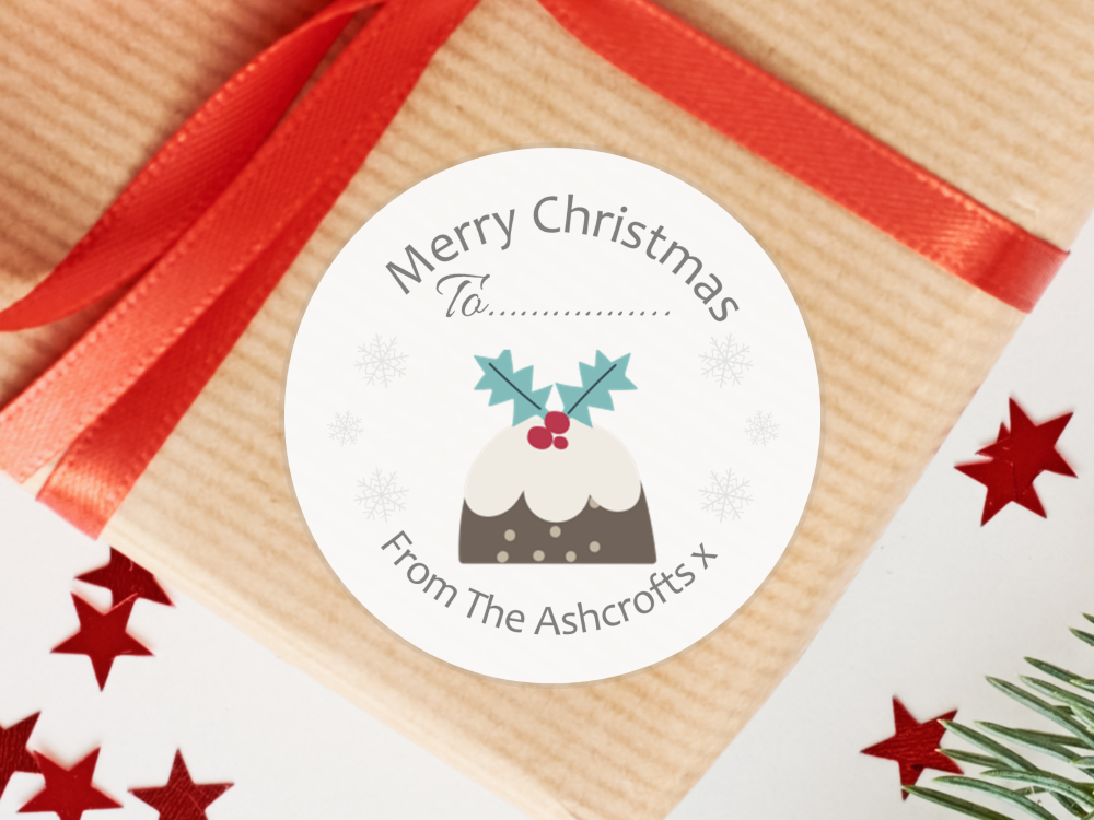 Christmas Pudding Personalised Christmas Stickers
