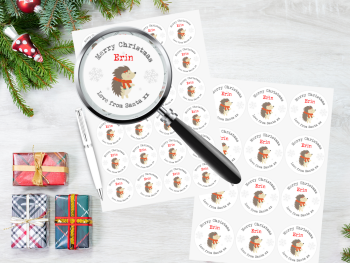 Hedgehog Personalised Christmas Stickers
