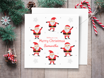 Dancing Santas Personalised Christmas Card