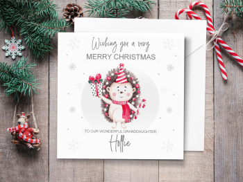 Hedgehog Personalised Christmas Card