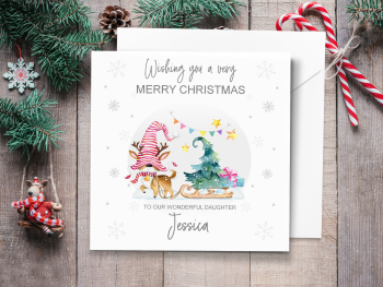 Reindeer & Sleigh Personalised Christmas Card