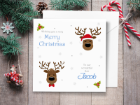 Reindeer Boys Personalised Christmas Card