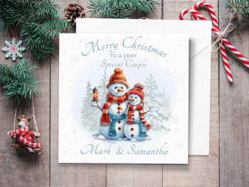 Snow Couple Personalised Christmas Card - Ideal for Special Couples
