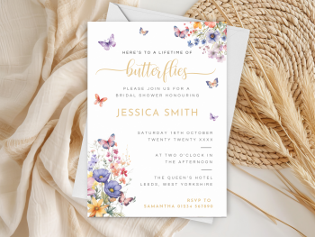 A Lifetime of Butterflies Bridal Shower Personalised Invitations and Thank You Cards  from £4.45