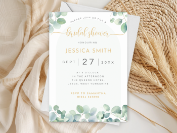 Eucalyptus Greenery Arch Bridal Shower Personalised Invitations and Thank You Cards  from £4.45