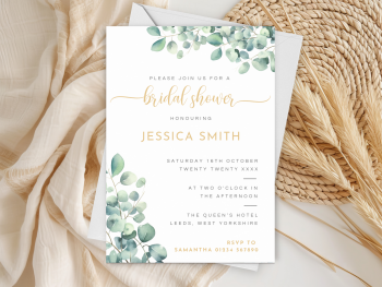Eucalyptus Greenery Bridal Shower Personalised Invitations and Thank You Cards  from £4.45