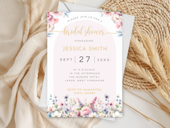 Pink Floral Arch Bridal Shower Personalised Invitations and Thank You Cards  from £4.45