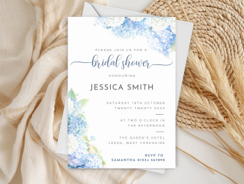 Blue Hydrangea Bridal Shower Personalised Invitations and Thank You Cards  from £4.45