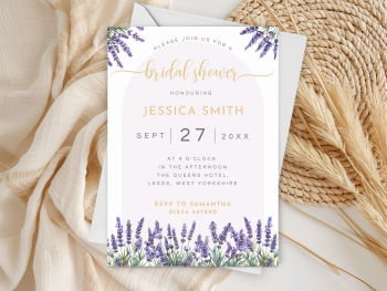 Lavender Arch Bridal Shower Personalised Invitations and Thank You Cards  from £4.45