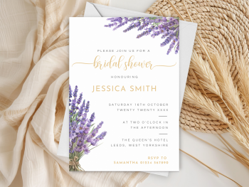 Lavender Bridal Shower Personalised Invitations and Thank You Cards  from £4.45